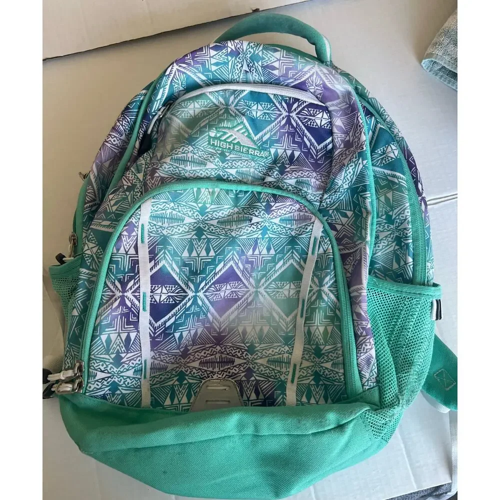 High Sierra Backpack in Aqua Blue Green Purple Hiking School Travel Laptop Gym‎